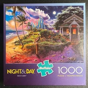 1000 piece puzzle. Beach Cabin. Night & Day series. Buffalo Brand.